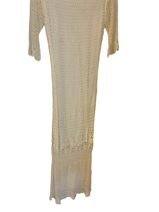 ivory crochet maxi dress Krochetta by Papillon Vintage Ivory Crochet Maxi Dress – Bliss Marketplace