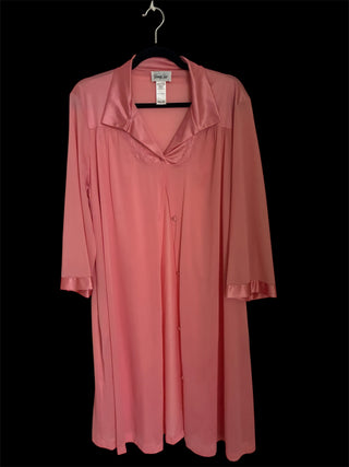 Vanity Fair Coral Pink Nylon Robe – Size XL