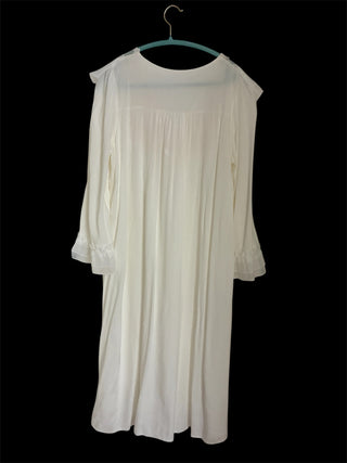 Cream Chiffon Peignoir with Embroidered Yoke