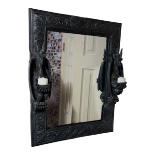 Design Toscano Dragons Thorne Twin Sentinel Dragons  Gothic Wall Mirror 23" X 18"