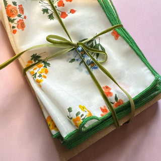 Vintage 1970s Floral Cloth Napkins