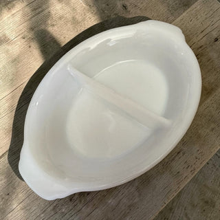Fire-King White Milk Glass Divided Dish