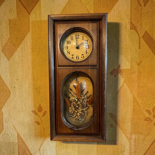 Vintage 1982 Floral Shadow Box Wall Clock