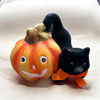 Vintage Halloween Cat & Jack-O'-Lantern