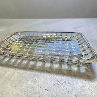 VTG Fostoria Glass Tray Cube Pattern