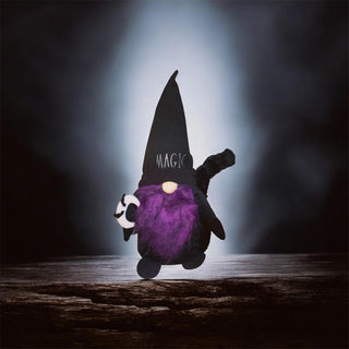 Halloween Gnome Weighted Plush Let's Get Spooky Black & Purple 19"to Tip Hat