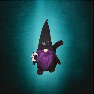 Halloween Gnome Weighted Plush Let's Get Spooky Black & Purple 19"to Tip Hat