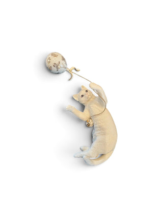 Lenox “Captivation” Cat Playing with Balloon Figurine – Ivory Fine China & 24K Gold