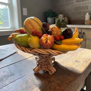 VTG Capodimonte Italian Ceramic Fruit Basket Pedestal Centerpiece - Crowned N