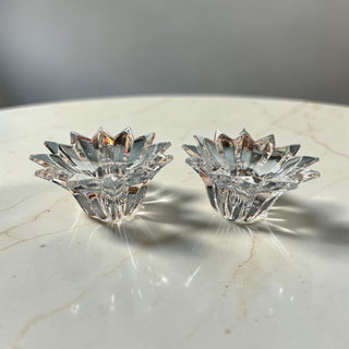 VTG  Mikasa "Bridgeton" / Bohemian Lead Crystal Star Candlestick Holders (Pair)