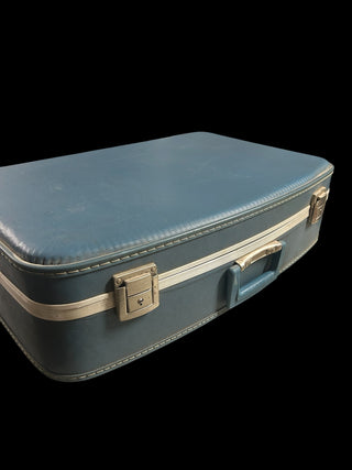 Vtg Mid-Century Travel Luggage Blue