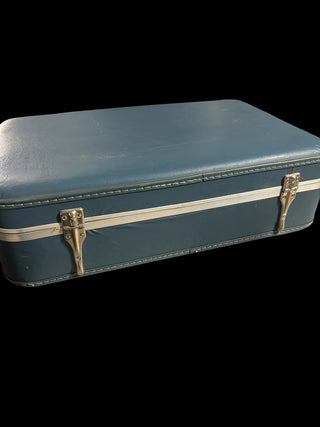 Vtg Mid-Century Travel Luggage Blue