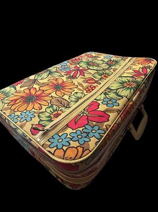 Vintage 1970s Flower Power Floral Zippered Carrying Case – Luggage
