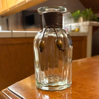 Vintage Pier 1 Glass Bottle with Brown Twine & Beads