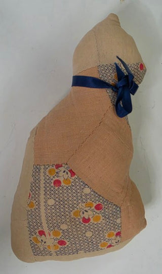 Handmade primitive patchwork quilt cat pillow
