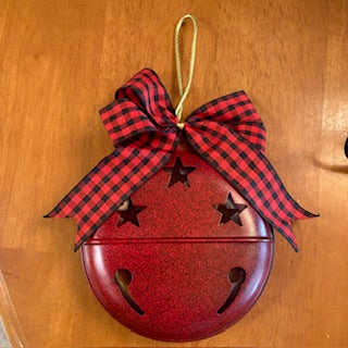 Large Red Metal Jingle Bell Ornament