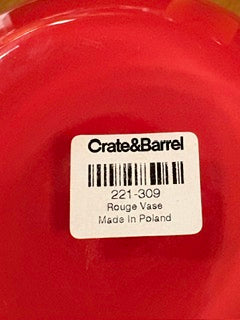 Crate & Barrel “Lucy” Red Poland Art Glass Vase