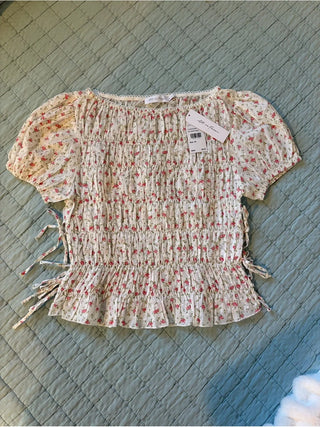 TOP: "All in Favor" Rosebud Smocked Top (XL)