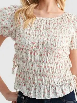 TOP: "All in Favor" Rosebud Smocked Top (XL)