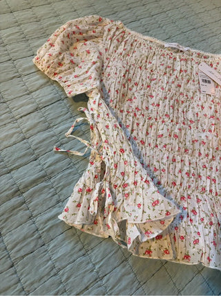 TOP: "All in Favor" Rosebud Smocked Top (XL)