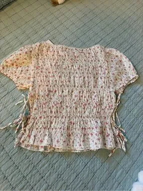 TOP: "All in Favor" Rosebud Smocked Top (XL)
