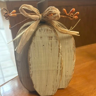 Rustic White Wood Pumpkin Shelf Sitter