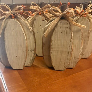 Rustic White Wood Pumpkin Shelf Sitter