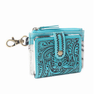 Wildflowers Embossed Card Holder Turquoise