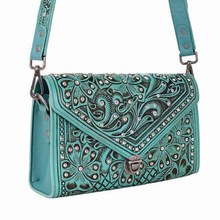 Circe Handtooled Turquoise with Rhinestones