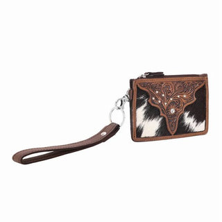 Hand Tooled Card Holder Brown Hairon