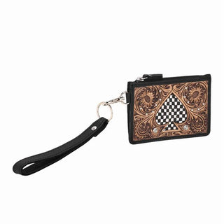 Hand Tooled Card Holder Black Spade