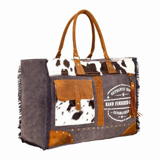 Dakota Trail Leather Hairon Weekender Charcoal