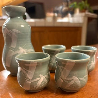 Seafoam Green Ceramic Sake Set - 5 pieces