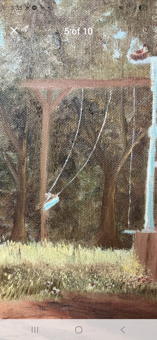 Vintage Red Schoolhouse Painting