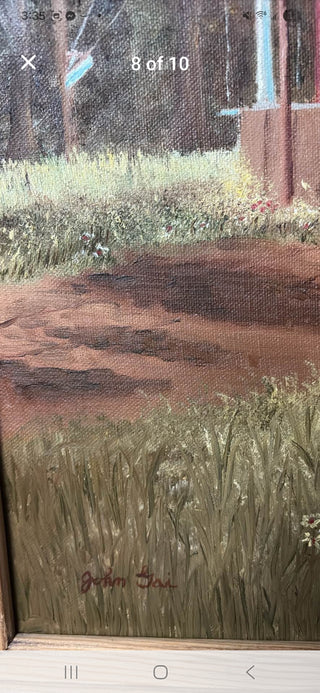 Vintage Red Schoolhouse Painting