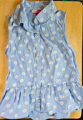 SALE - Girl's Blue Top with White Daisies - Size 5 (BRI) - MTS