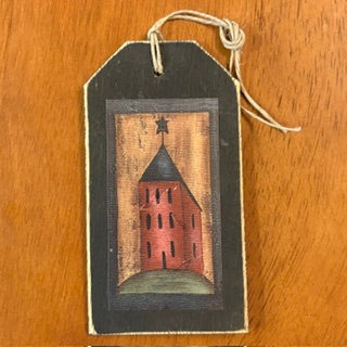 Vntg Primitive Folk Art Tags E.Smithson Set of 4