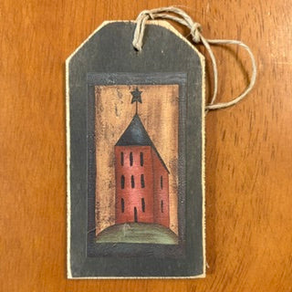 Vntg Primitive Folk Art Tags E.Smithson Set of 4