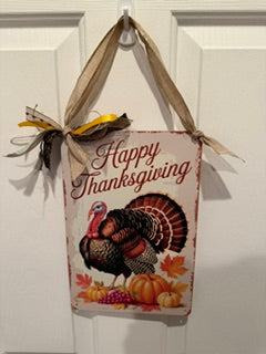 Embellished Thanksgiving tin sign