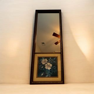 Vintage Framed Wall Mirror and Floral Art Print