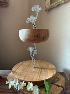 Two-Tiered Myrtle Wood  Stand