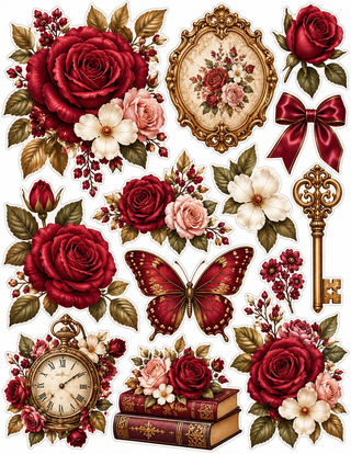 Timeless Elegance — Vintage Floral Scrapbook Kit
