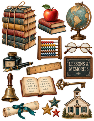 VINTAGE CLASSROOM 12×12 SCRAPBOOK KIT