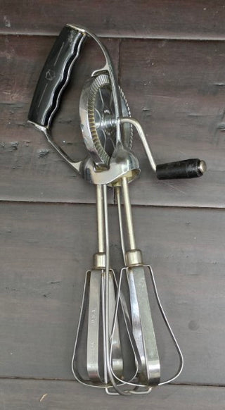 Mid-Century manual rotary egg beater and hand mixer,