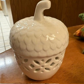 White Ceramic Acorn Luminary