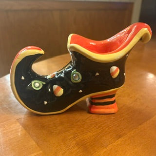 Bejeweled Ceramic Witch's Shoe Tealight Holder