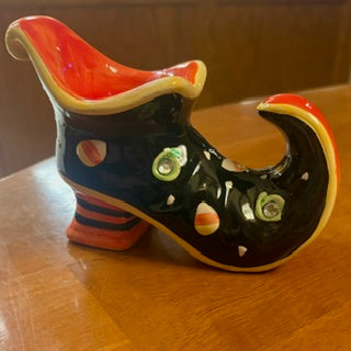 Bejeweled Ceramic Witch's Shoe Tealight Holder