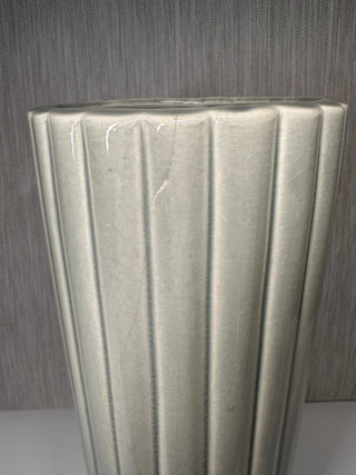 Vintage Cameron Clay Celadon Vase 9 1/4" Tall Zinnia Relief