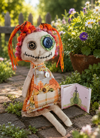 Journal Junction Jenny No. 004-Hazel Handmade Art Dolll w/Mini Journal OOAK Cloth Doll