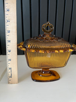 Vintage amber Indiana glass candy dish RSV|108674
